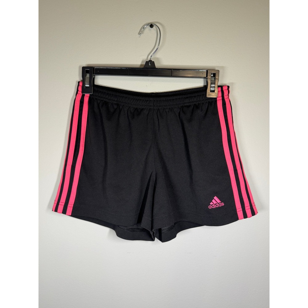 Y2K Adidas Black Pink 3 Stripe Athletic Running Shorts